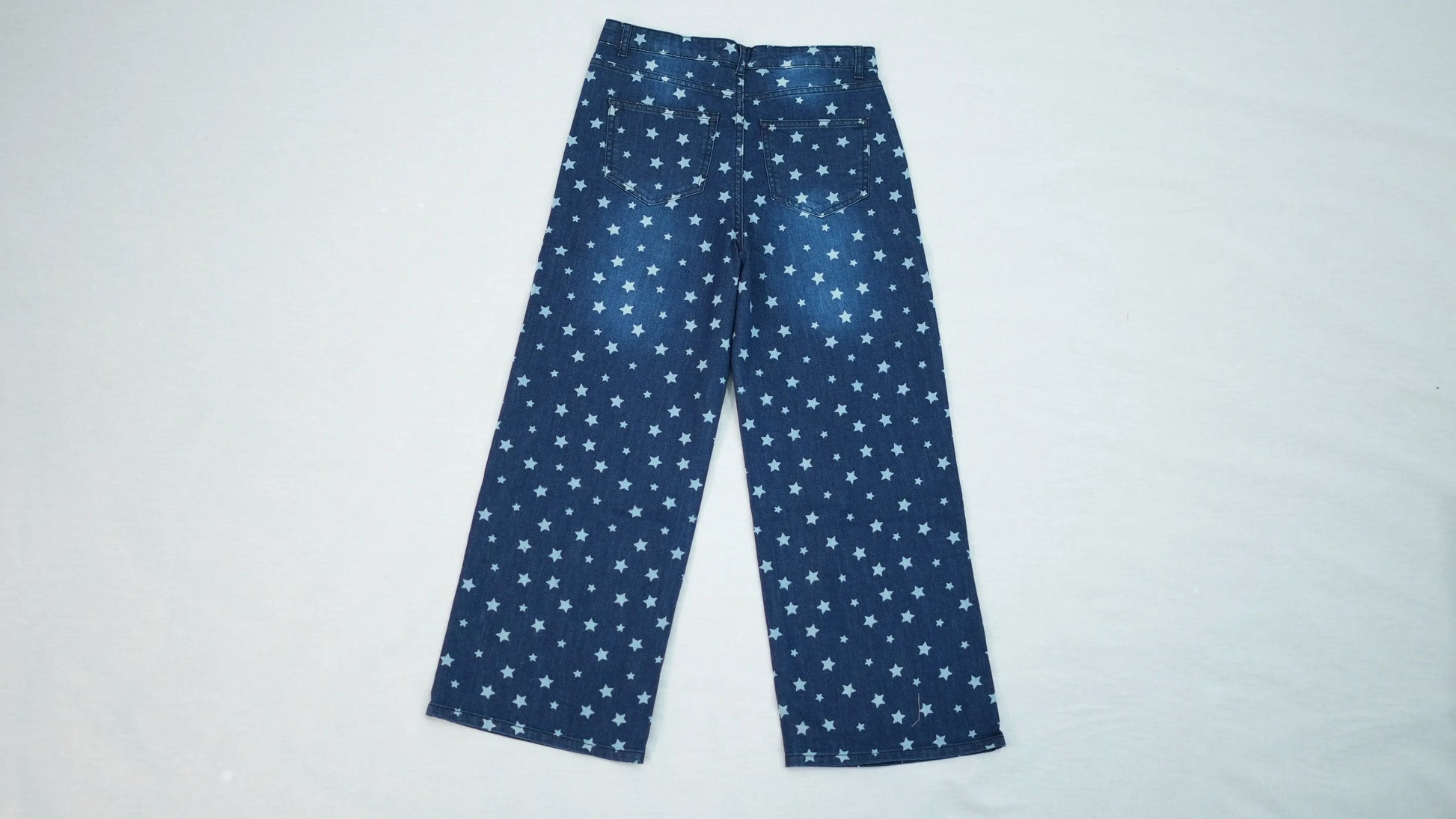 Printed Dark  Blue Jeans Slash Slub