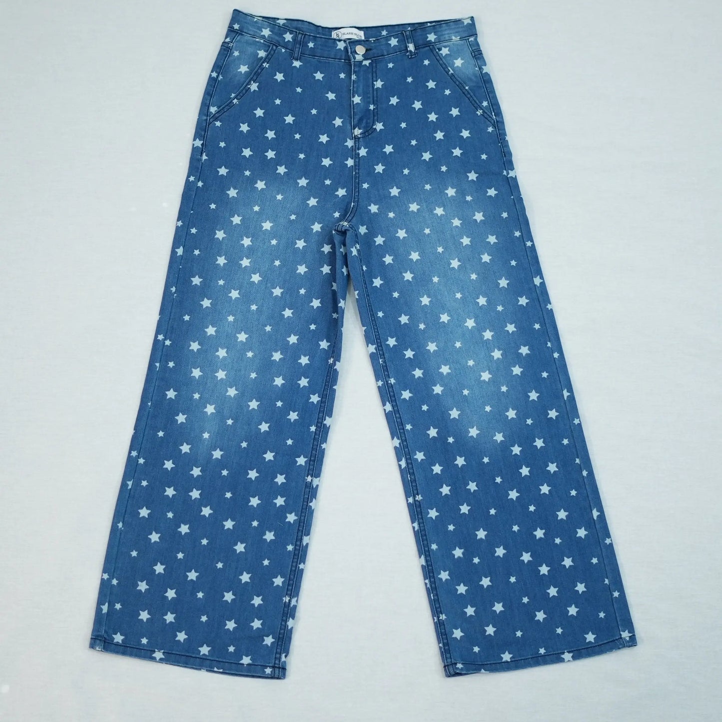 Printed  Blue jeans Slash Slub